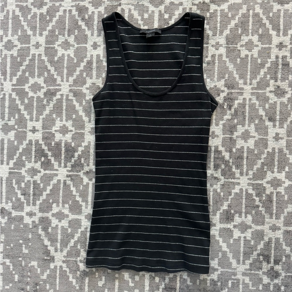 Express Black and Silver Gray Striped Tank Top Racerback Sleeveless Blouse Shirt